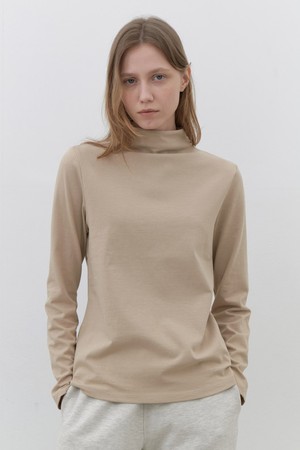 [24FW] cotton turtle neck top- beige