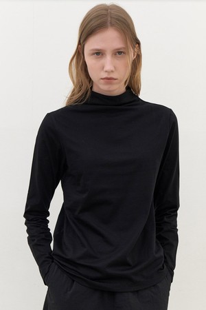 [24FW] silket cotton turtle neck top-black