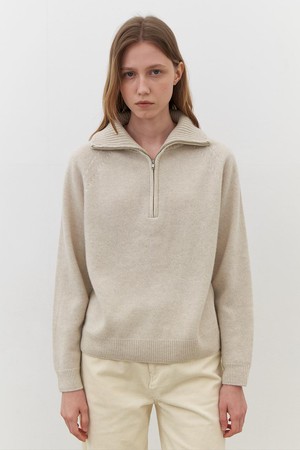 [24FW] ﻿zip-up wool pullover-ivory