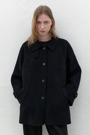 [24FW] wool handmade half coat-black