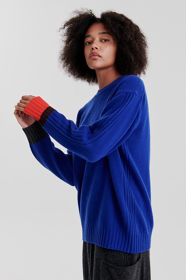 PLUSH'MERE - 스웨터 - RIB COLOR PULLOVER M (DEEP BLUE)