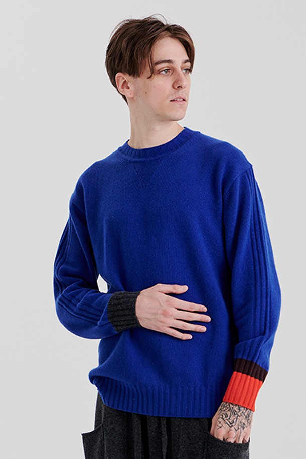 PLUSH'MERE - 스웨터 - RIB COLOR PULLOVER M (DEEP BLUE)