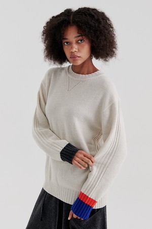 RIB COLOR PULLOVER M (L/GREY)