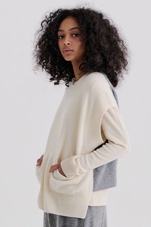 POCKET ROUND VEST (IVORY)