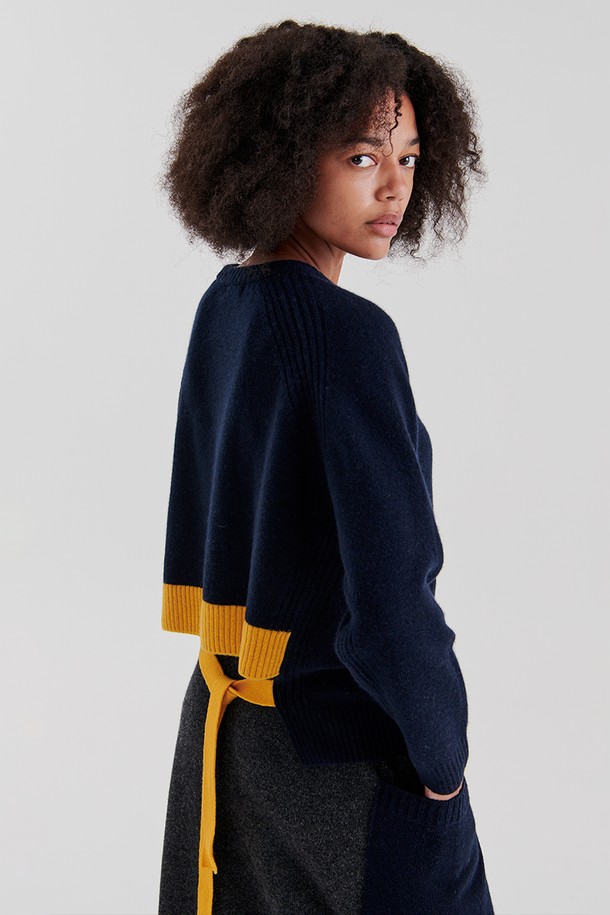 PLUSH'MERE - 스웨터 - BACK POINT PULLOVER (NAVY)