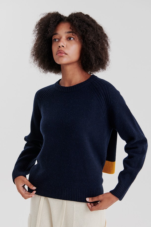 PLUSH'MERE - 스웨터 - BACK POINT PULLOVER (NAVY)