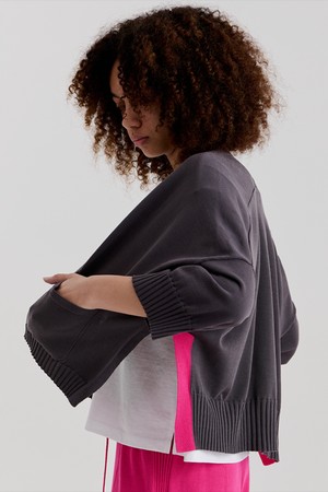 SIDE OPEN SHORT CARDIGAN (GREY)