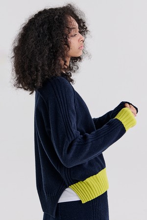 RIB UNBALANCE PULLOVER 2 (NAVY)
