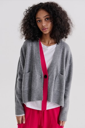 COLOR TAPE CARDIGAN (GREY)