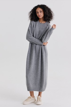 RIB POINT LONG DRESS (GREY)