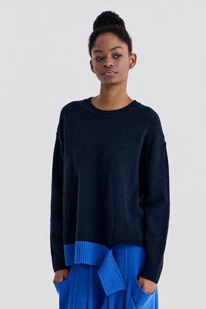 RIB OPEN PULLOVER 3 (NAVY)