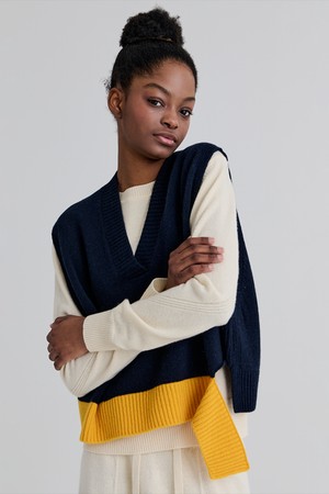 RIB OPEN VEST (NAVY)