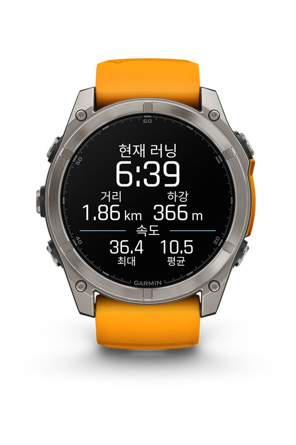 GARMIN - 기타소품 - 가민 피닉스 8 51mm 아몰레드 사파이어 티타늄 오렌지 밴드 GPS 스마트워치