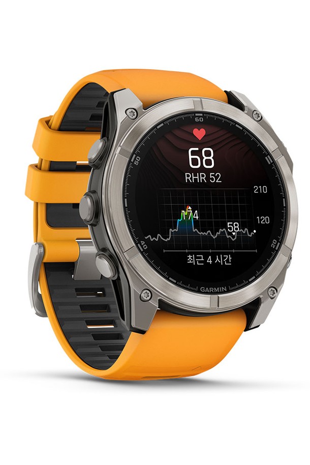 GARMIN - 기타소품 - 가민 피닉스 8 51mm 아몰레드 사파이어 티타늄 오렌지 밴드 GPS 스마트워치