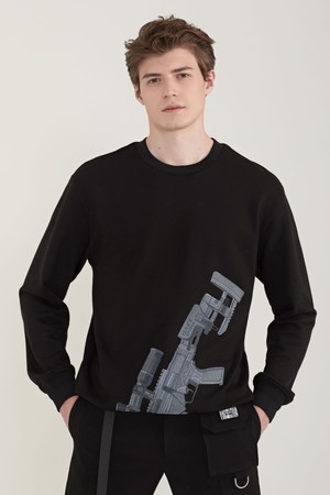 [Navy Studio] Embroidered rifle sweatshirt_Black