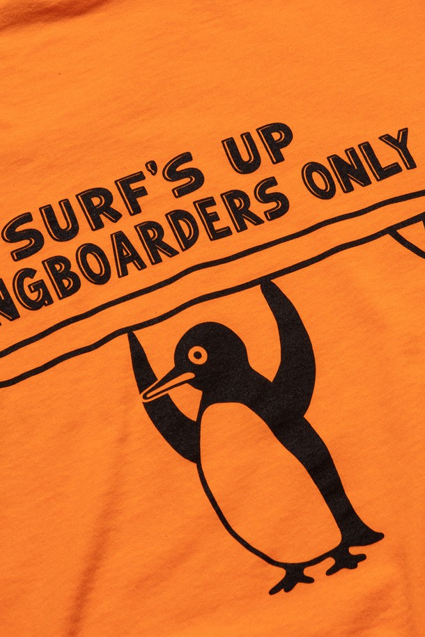 BIG WAVE - 반팔티셔츠 - [BIG WAVE] SURF'S UP PENGUIN TEE (80's pop orange)