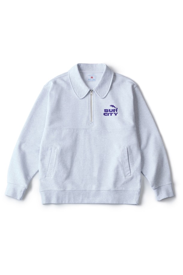 BIG WAVE - 긴소매 티셔츠 - [BIG WAVE] SUN CITY RELAXED HALF-ZIP SWEAT(UV MELANGE) 