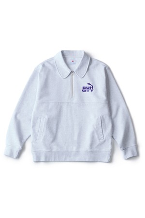 [BIG WAVE] SUN CITY RELAXED HALF-ZIP SWEAT(UV MELANGE) 