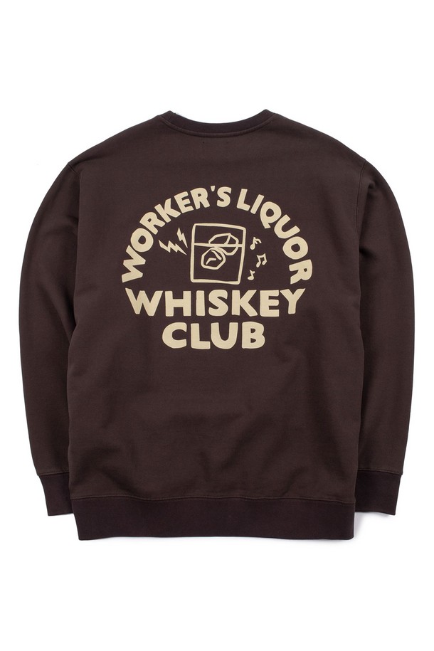 BIG WAVE - 스웨트셔츠 - [BIG WAVE] WHISKEY CLUB SWEAT (DEEP BROWN)