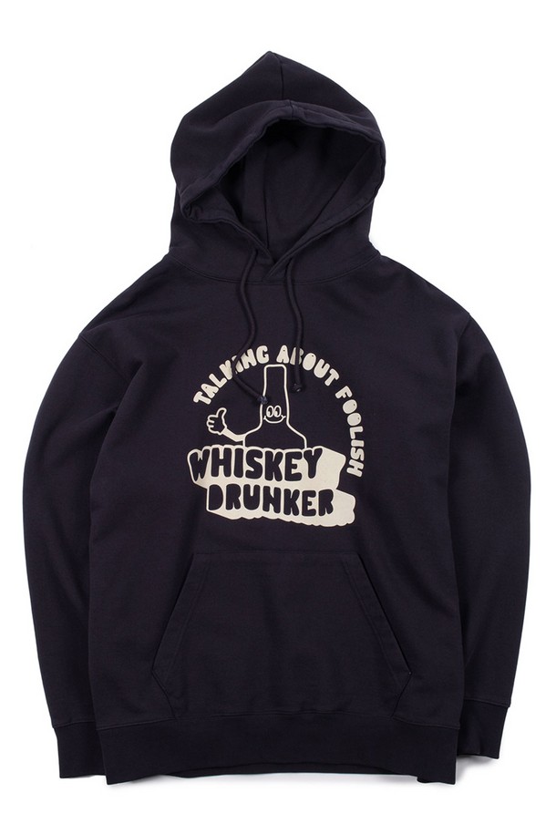 BIG WAVE - 후디 - [BIG WAVE] WHISKEY DRUNKER HOODIE (OCEAN BLACK)