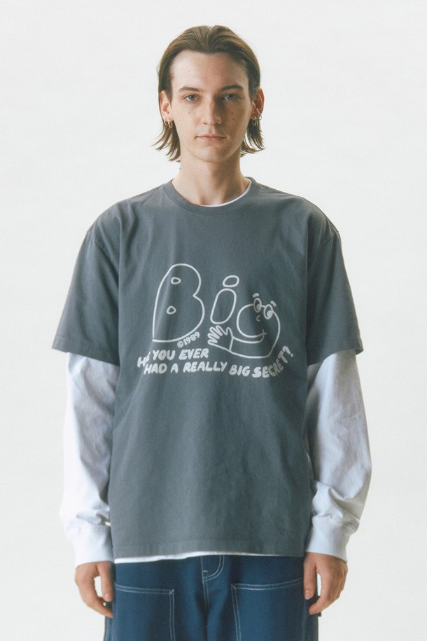 BIG WAVE - 반팔티셔츠 - [BIG WAVE] HANKS BIG T-SHIRTS (SMOKE GREY)