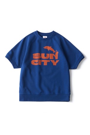 [BIG WAVE] RAGLAN SHORT SLEEVE SWEAT SHIRTS (BERRY BLUE) 