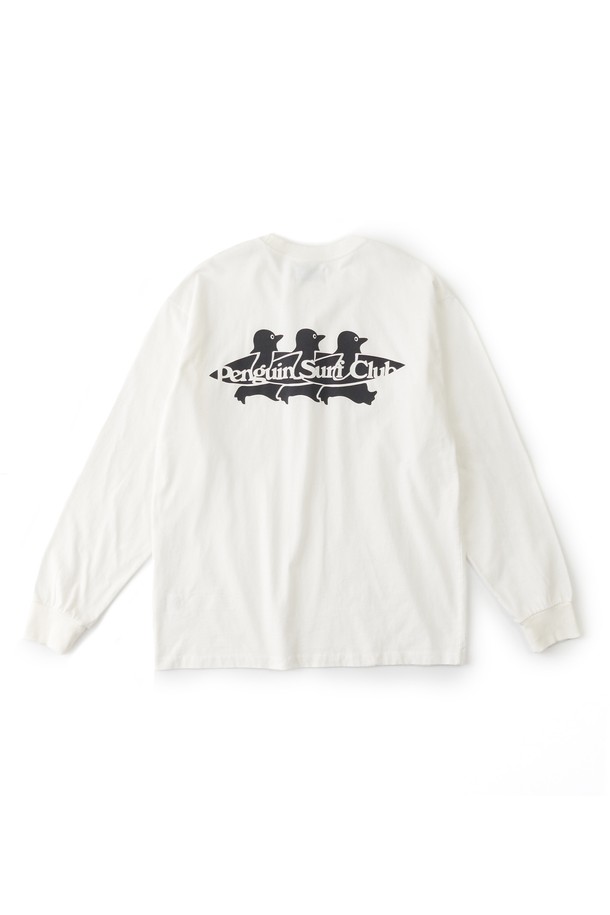 BIG WAVE - 긴팔티셔츠 - [BIG WAVE] PENGUIN SURF CLUB LONG SLEEVE T-SHIRT (WHITE)