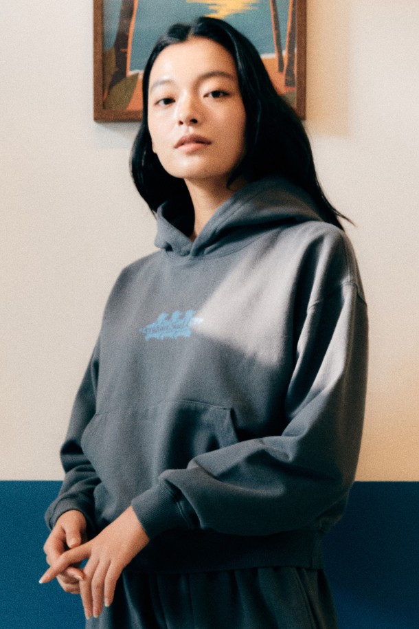 BIG WAVE - 긴소매 티셔츠 - [BIG WAVE] PENGUIN SURF CLUB CROPPED HOODIE (2 COLORS)