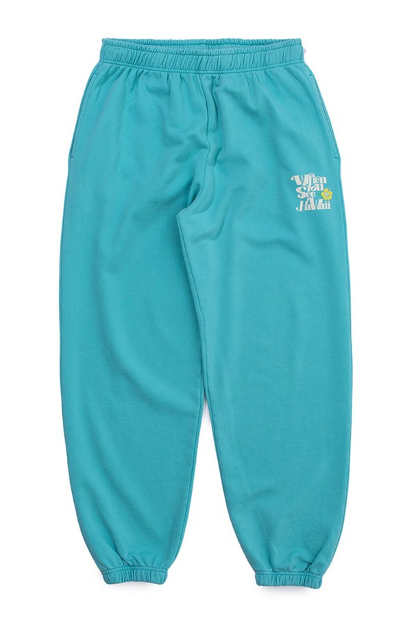 BIG WAVE - 조거/스웨트팬츠 - [BIG WAVE] WHEN YOU SEE HAWAII SWEATPANTS (POOL BLUE / RUSSET ORANGE)