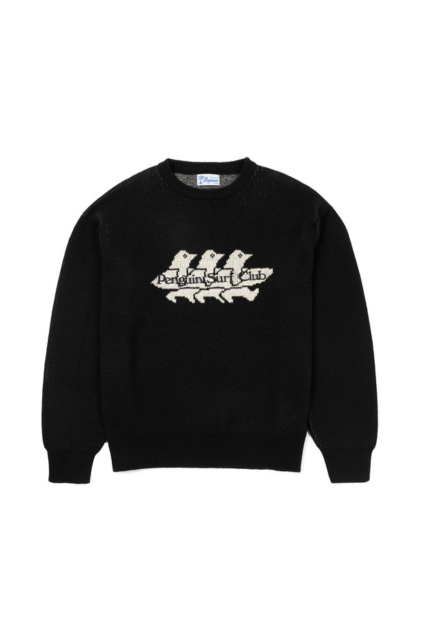 BIG WAVE - 스웨터 - [BIG WAVE] PENGUIN SURF CLUB KNIT (WINTER WHITE / BLACK / INK BLUE)