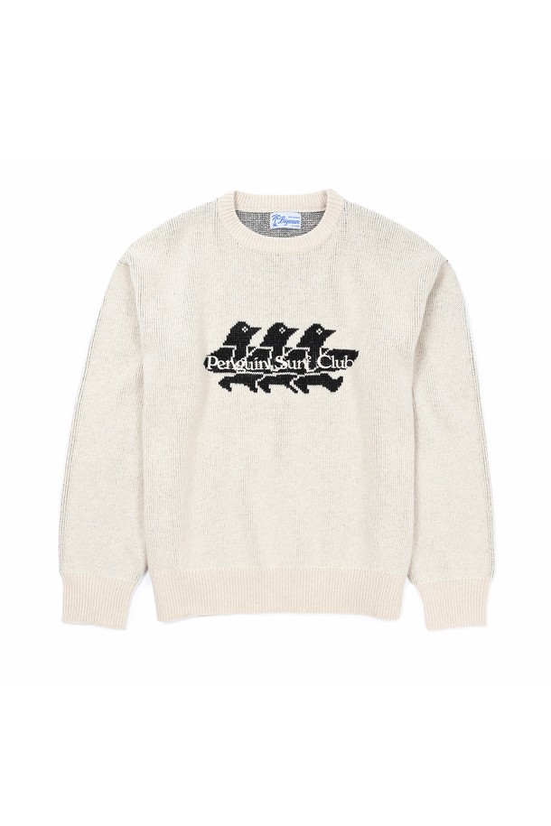 BIG WAVE - 스웨터 - [BIG WAVE] PENGUIN SURF CLUB KNIT (WINTER WHITE / BLACK / INK BLUE)