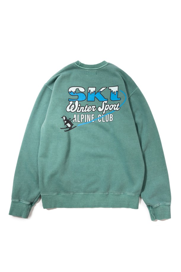 BIG WAVE - 스웻셔츠 - [BIG WAVE] PENGUIN ALPINE CLUB SWEATSHIRT (PINE GREEN)