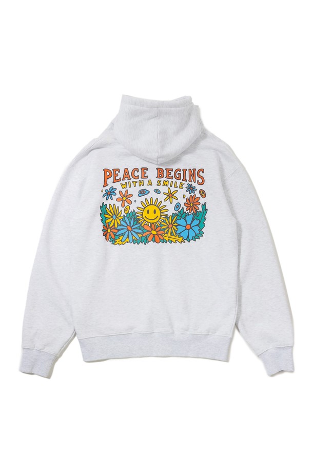 BIG WAVE - 후디 - [BIG WAVE] PEACE BEGINS SMILE HOODIE (1% MELANGE)