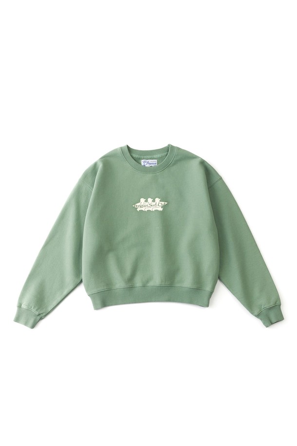 BIG WAVE - 긴소매 티셔츠 - [BIG WAVE] PENGUIN SURF CLUB CROPPED SWEATSHIRT (2 COLORS)