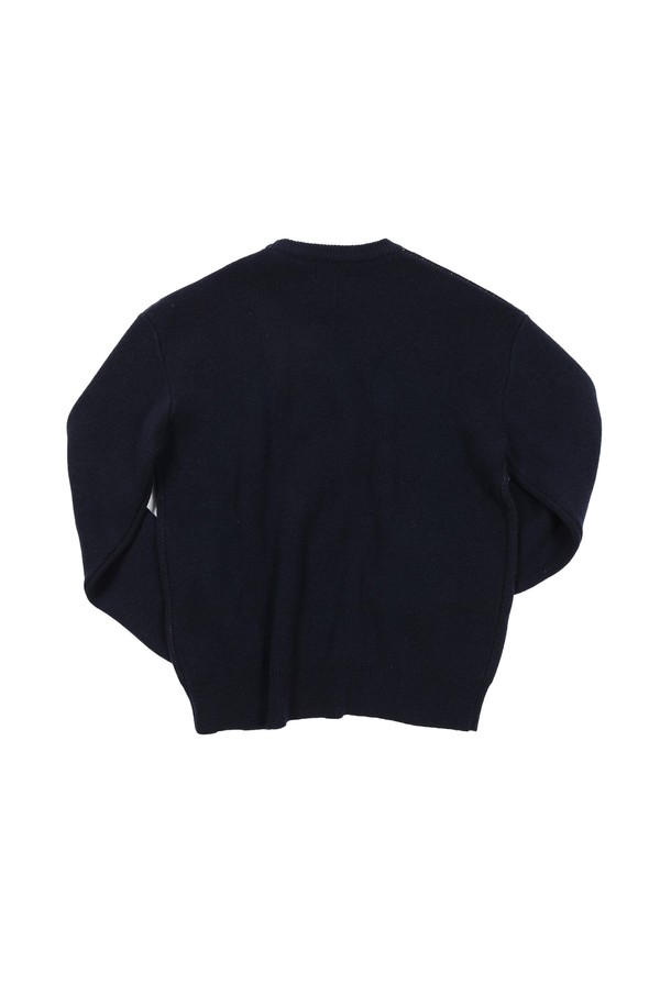 BIG WAVE - 스웨터 - [BIG WAVE] PEACE BEGINS SMILE KNIT (PEONY NAVY / MELANGE)