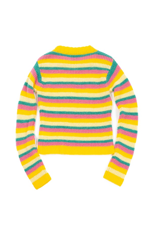 BIG WAVE - 스웨터 - [BIG WAVE] BIGWAVE MART STRIPE KNIT (PURPLE / YELLOW)