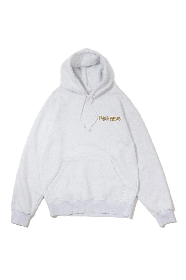 BIG WAVE - 후디 - [BIG WAVE] PEACE BEGINS SMILE HOODIE (1% MELANGE)