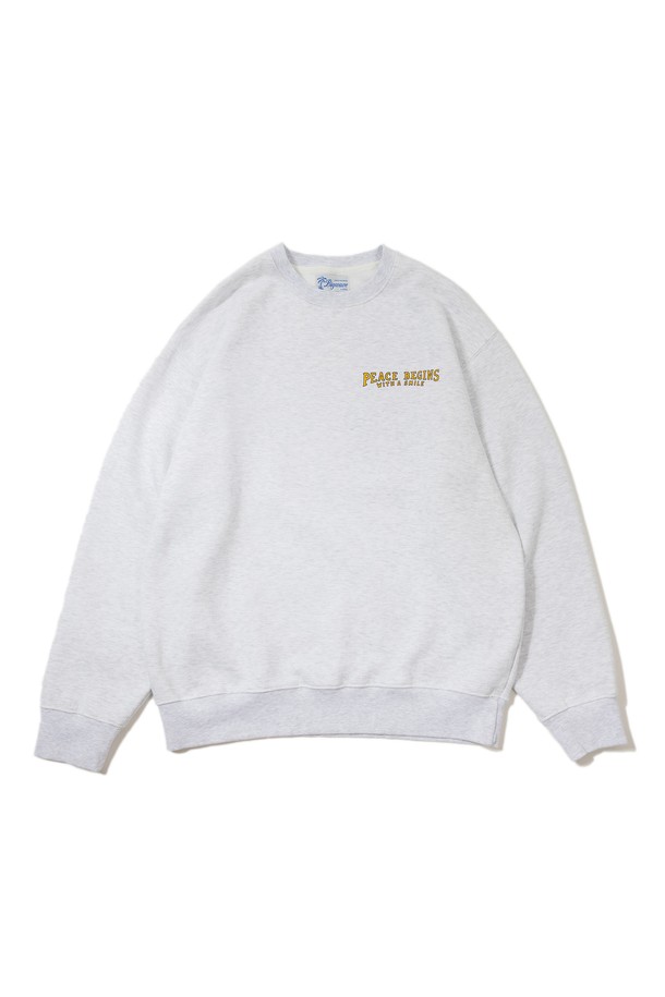 BIG WAVE - 스웻셔츠 - [BIG WAVE] PEACE BEGINS SMILE SWEATSHIRT (1% MELANGE)