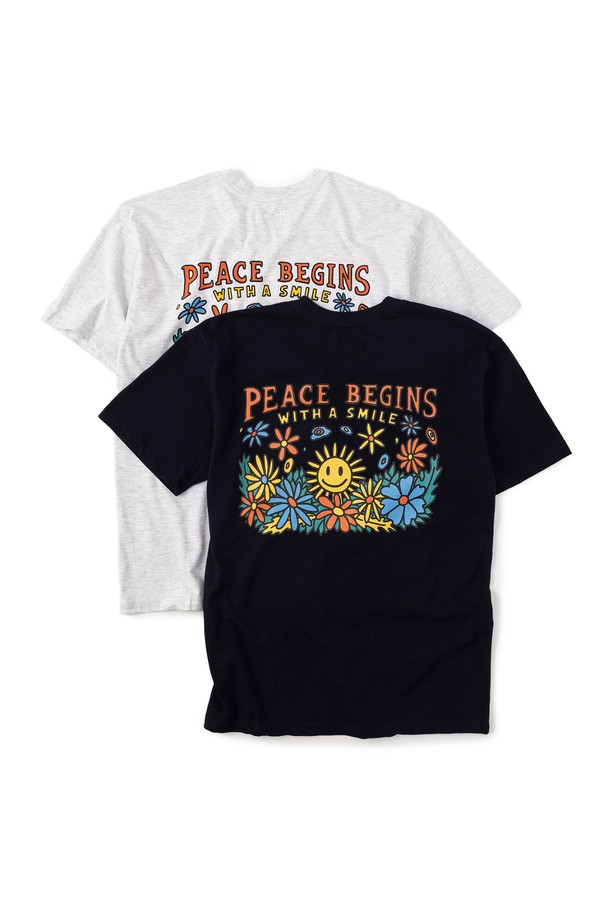 BIG WAVE - 반팔티셔츠 - [BIG WAVE] PEACE BEGINS SMILE T-SHIRT (3 COLOR)