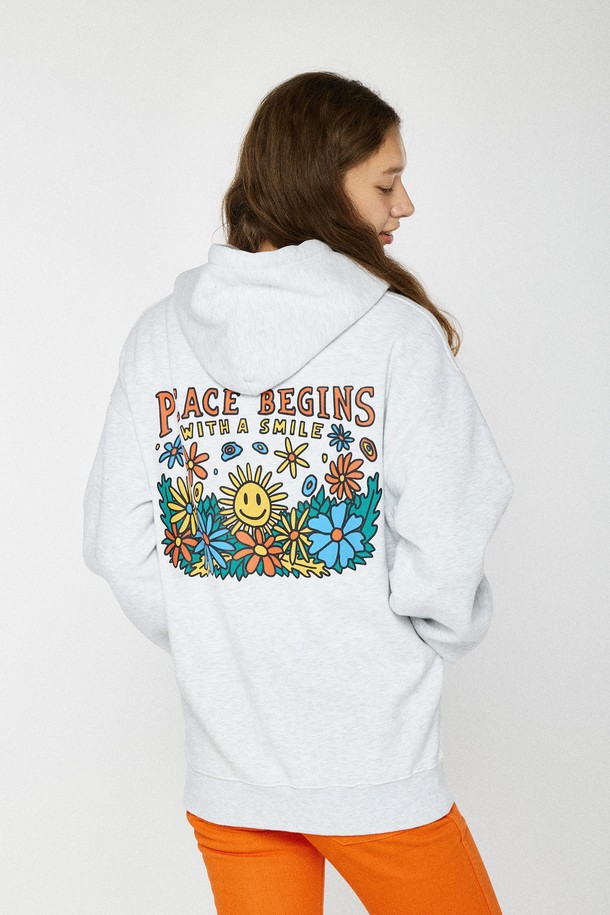 BIG WAVE - 후디 - [BIG WAVE] PEACE BEGINS SMILE HOODIE (1% MELANGE)