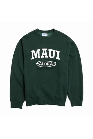 [BIG WAVE] MAUI ALOHA SWEATSHIRT (8% MELANGE / DARK GREEN / OATMEAL)