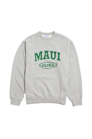 [BIG WAVE] MAUI ALOHA SWEATSHIRT (8% MELANGE / DARK GREEN / OATMEAL)