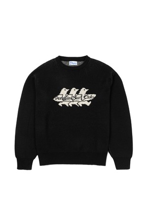 [BIG WAVE] PENGUIN SURF CLUB KNIT (WINTER WHITE / BLACK / INK BLUE)