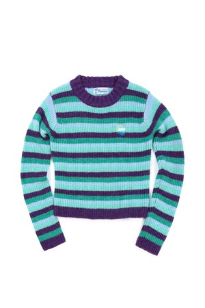 [BIG WAVE] BIGWAVE MART STRIPE KNIT (PURPLE / YELLOW)