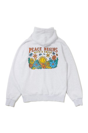 [BIG WAVE] PEACE BEGINS SMILE HOODIE (1% MELANGE)