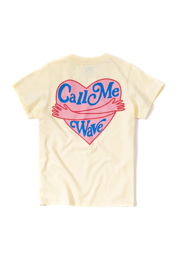 BIG WAVE - 반소매 티셔츠 - [BIG WAVE] CALL ME WAVE WITH LOVE T-SHIRT (LEMON YELLOW)