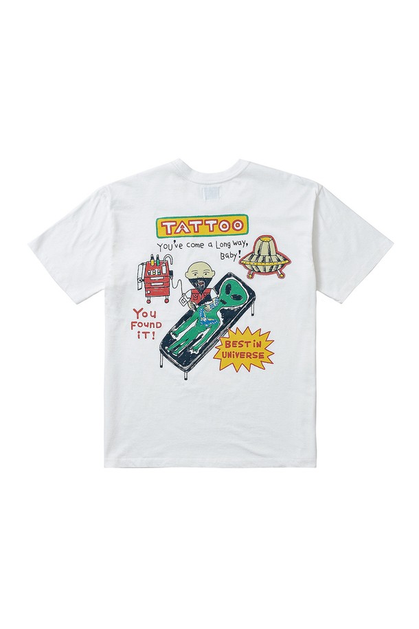 BIG WAVE - 반팔티셔츠 - [BIG WAVE]  BEST IN UNIVERSE TATTOO TEE (OFF WHITE)