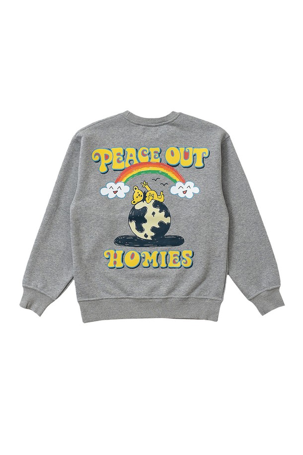 BIG WAVE - 스웨트셔츠 - [BIG WAVE] PEACE OUT HOMIES SWEATSHIRT (SOFT MELANGE)