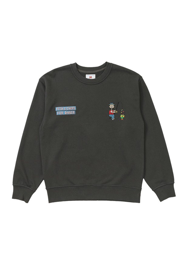 BIG WAVE - 스웨트셔츠 - [BIG WAVE] FISH & CHIPS SWEATSHIRT (WARM SLATE)