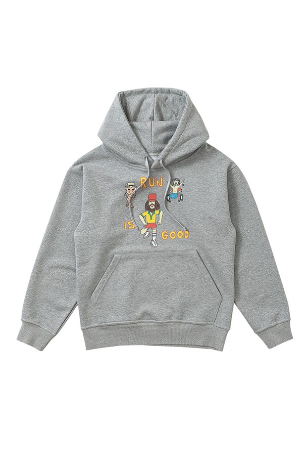 BIG WAVE - 후디 - [BIG WAVE] RUN IS GOOD HOODY (SPORTS GREY)